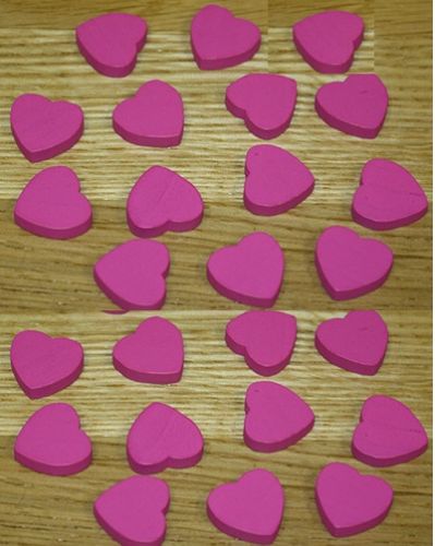 25 pink wooden heart token pack